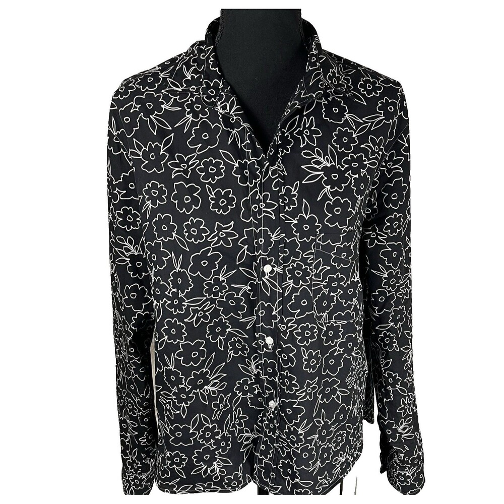 Frank and Eileen Silvio Black Floral Untuckable Button Up Blouse Large Capsule - Picture 5 of 12